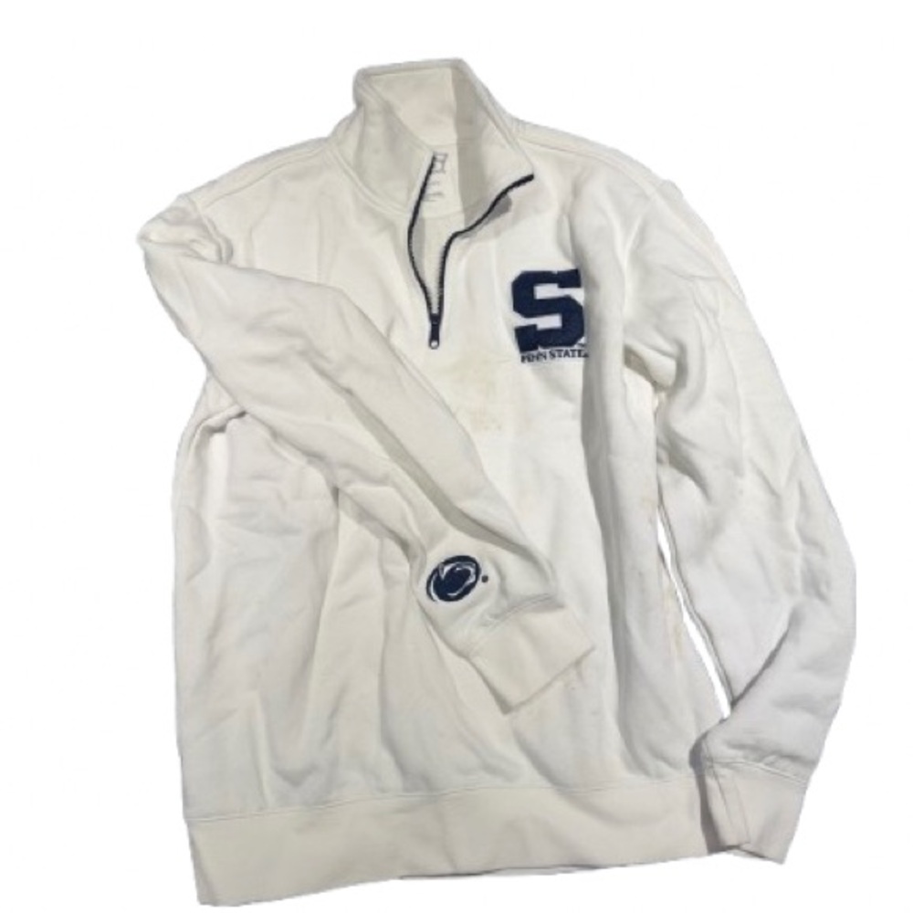 White Penn State Half-Zip Sweater